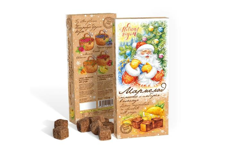  Сладарт(11443) Мармелад НОВОГОДНИЙ Лимонный с имбирём в тёмном шоколаде, 150г    в Дмитрове