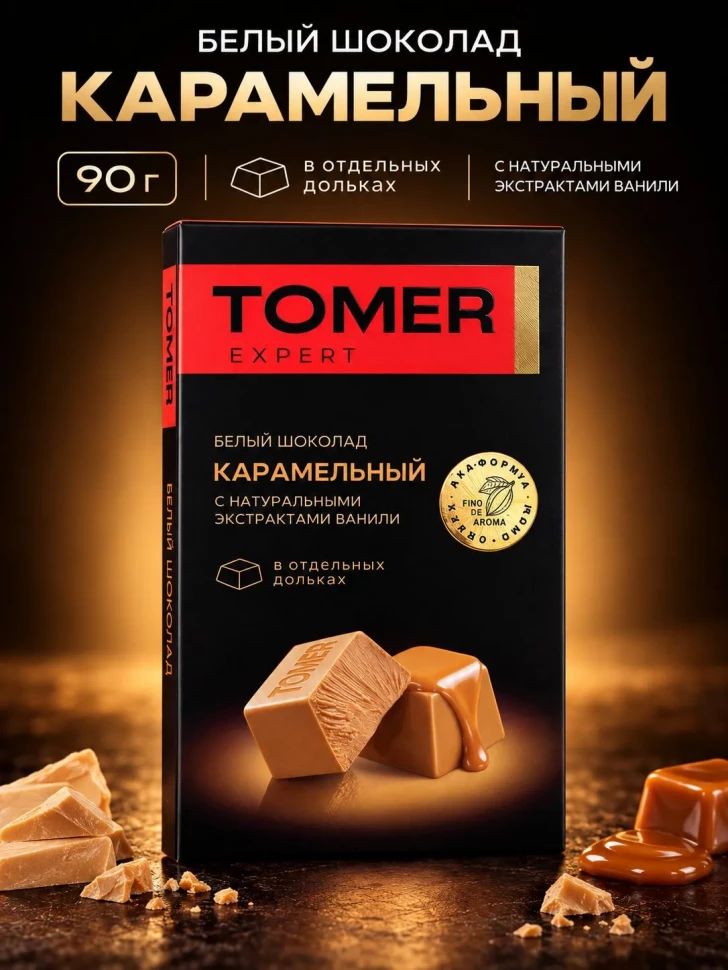  Фабрика Томер  Белый шоколад КАРАМЕЛЬНЫЙ, 90г  в Дмитрове