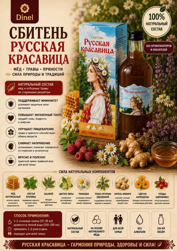 №3 Сбитень Русская красавица, 250мл в Дмитрове
