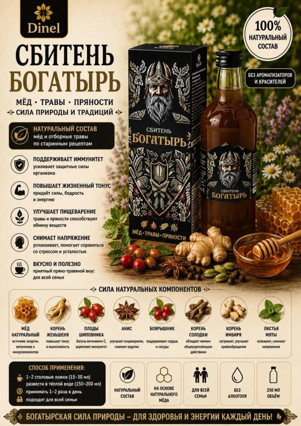 №3 Сбитень Богатырь, 250мл  в Дмитрове