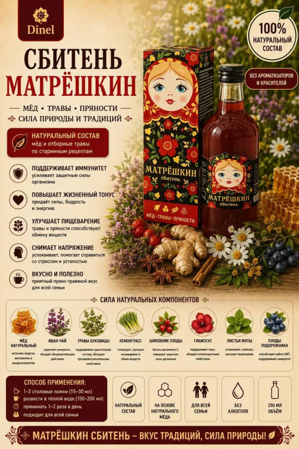 №3 Сбитень Матрёшкин, 250мл  в Дмитрове