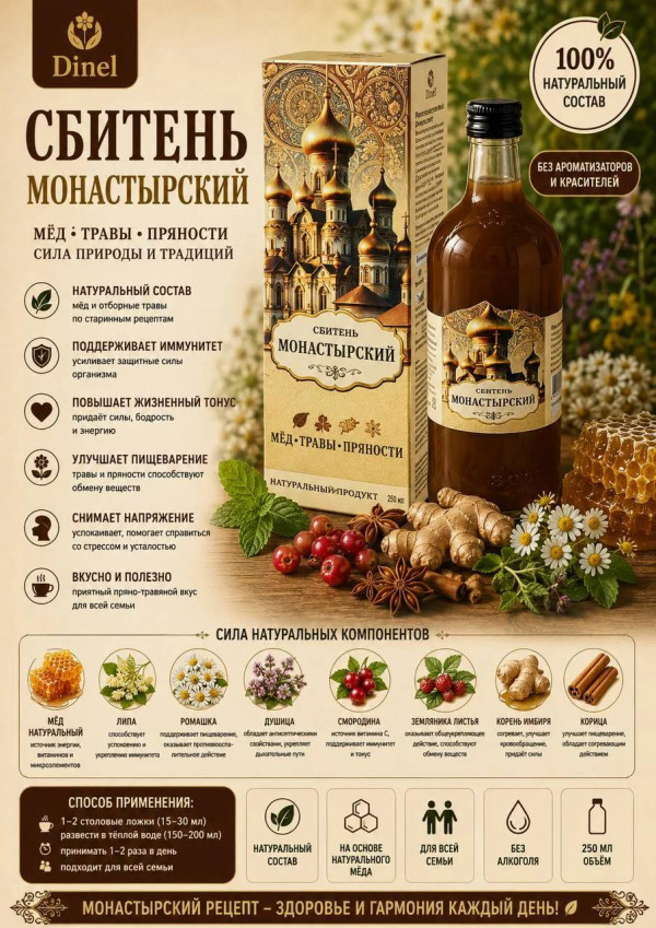 №3 Сбитень Монастырский, 250мл  в Дмитрове